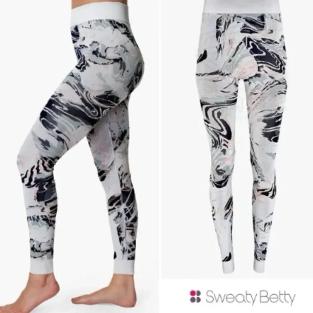 NWT Sweaty Betty Blue Glacier Mountain Jacquard Base Layer Leggings in S